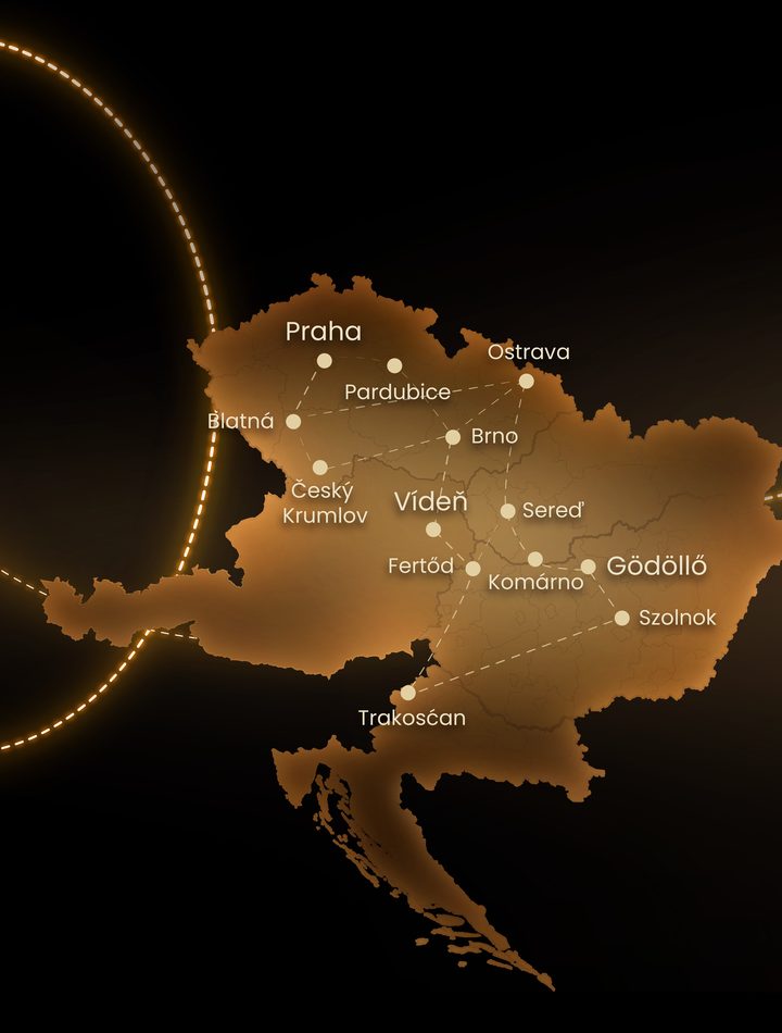 Europakarte mit dreizehn Lichtparks