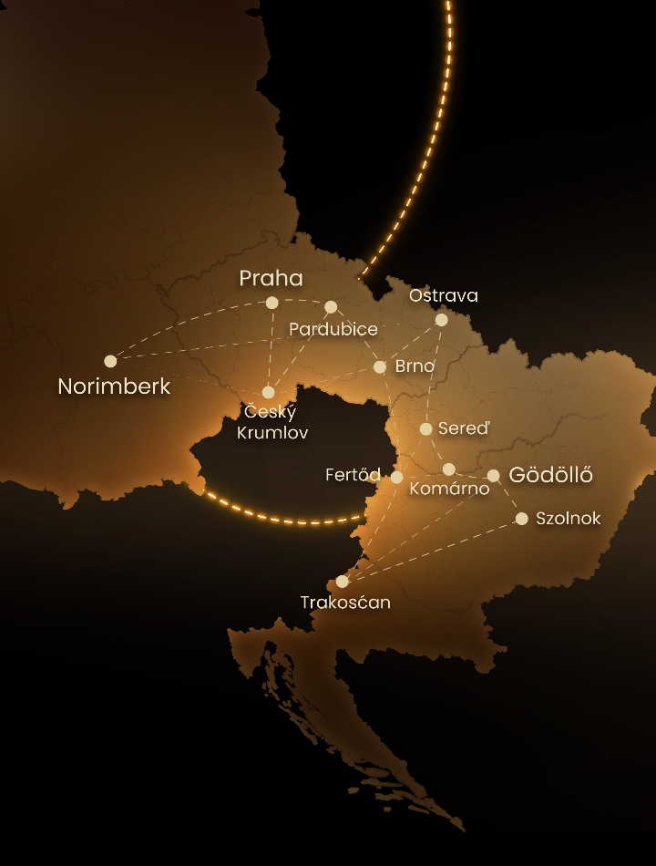 Map of Europe with twelve light parks